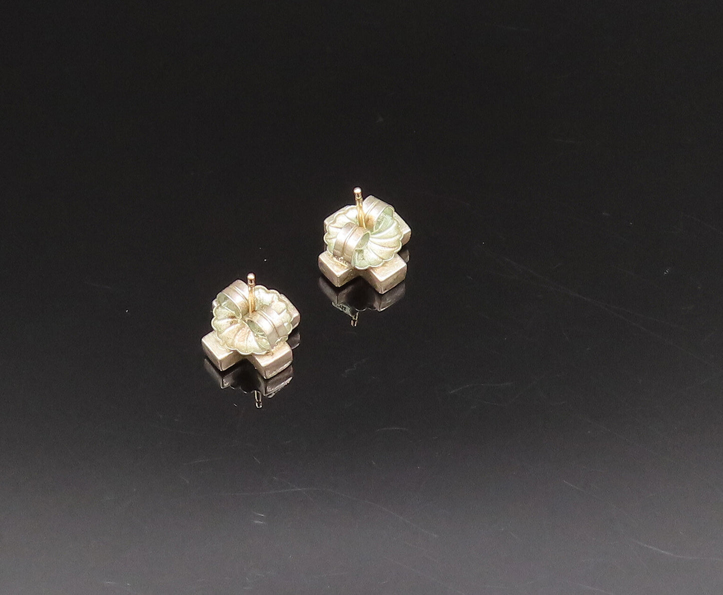 14K GOLD & 925 Silver  Vintage Fashion Minimalist X Stud Earrings  EG11968
