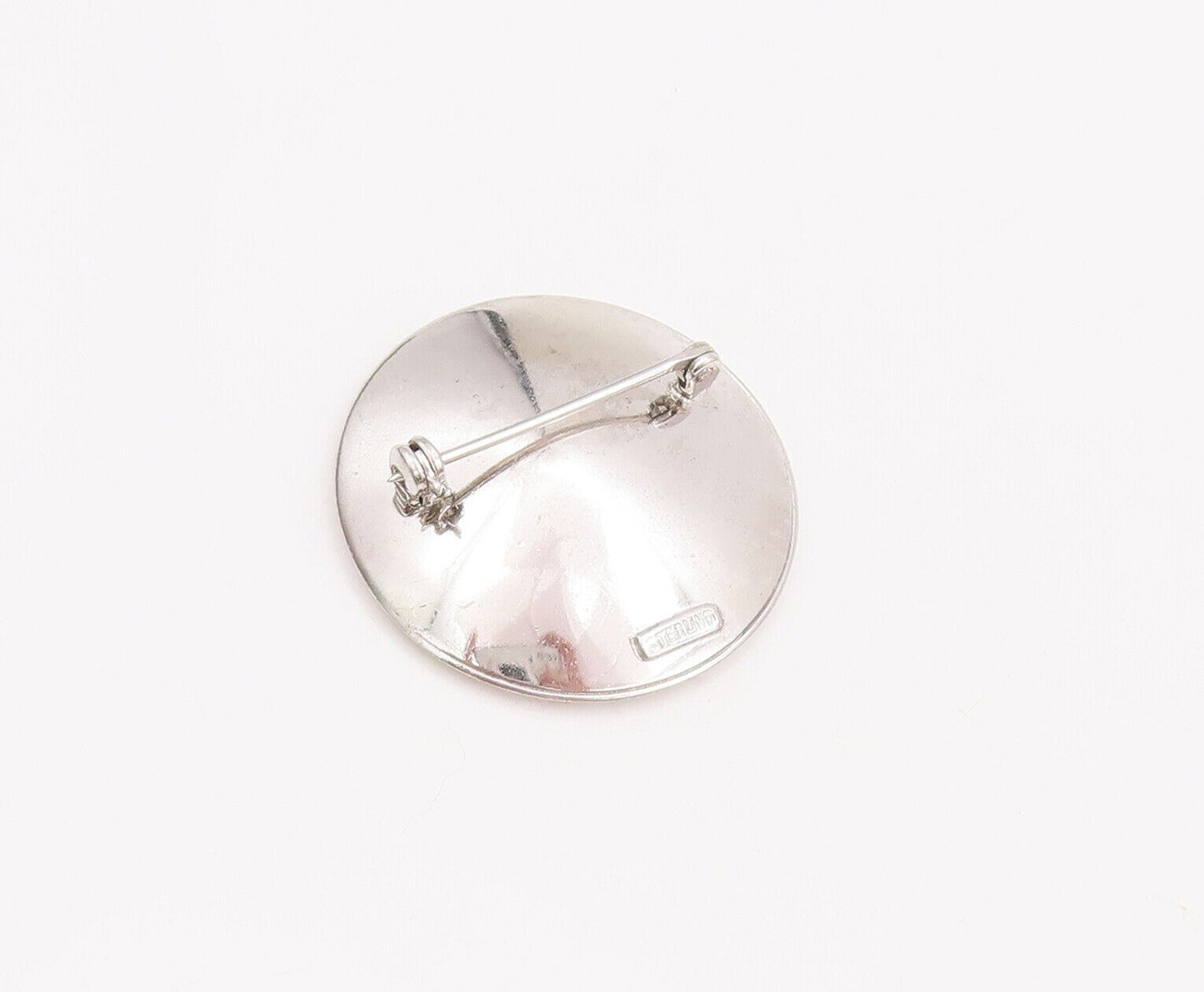 925 Sterling Silver Vintage Brooch Pin Designer Rough Finish Beaded Dome BP10922