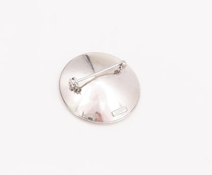 925 Sterling Silver Vintage Brooch Pin Designer Rough Finish Beaded Dome BP10922