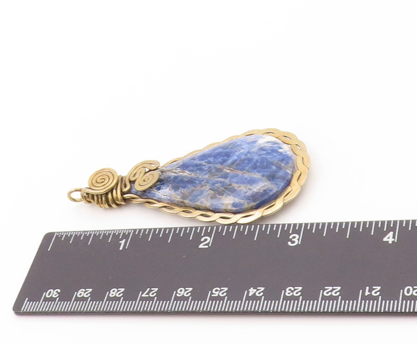 925 Sterling Silver Vintage Pendant Gold Plated Sodalite Metalwork Bulb  PT24087