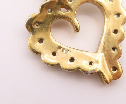 925 Sterling Silver  Vintage Genuine Diamonds Love Heart Pendant  PT16145