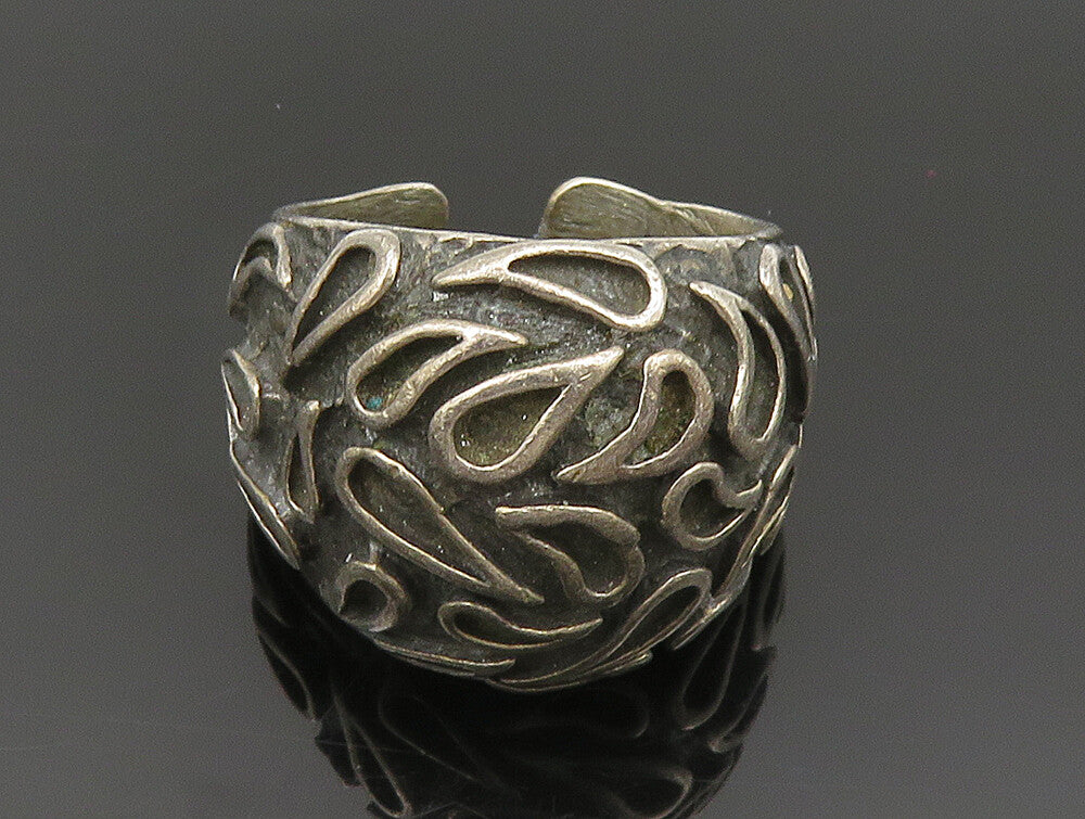 925 Sterling Silver Vintage Scattered Teardrop Pattern Dome Ring Sz 10 RG24425