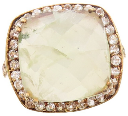 925 Sterling Silver Vintage Ring Gold Plated Gemstone & Topaz  Sz 6.5  RG30154