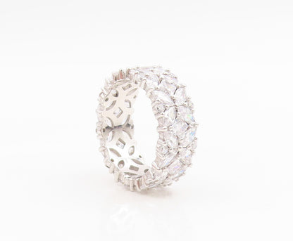 925 Sterling Silver Vintage Ring CZ Elegant Floral Eternity Band  Sz 8  RG35039