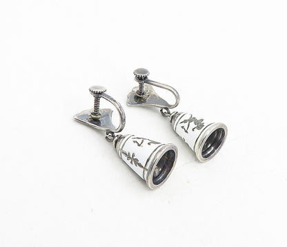 SIAM 925 Sterling Silver  Vintage Enamel Dancer Bell Dangle Earrings  EG4487