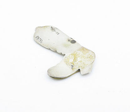 MEXICO 925 Sterling Silver  Vintage Two Tone Cowboy Boot Motif Pendant  PT2726