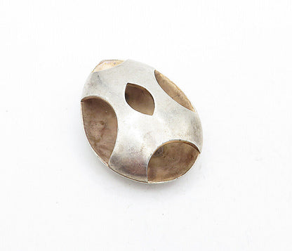 MEXICO 925 Sterling Silver  Vintage Smooth Open Design Oval Brooch Pin  BP1964