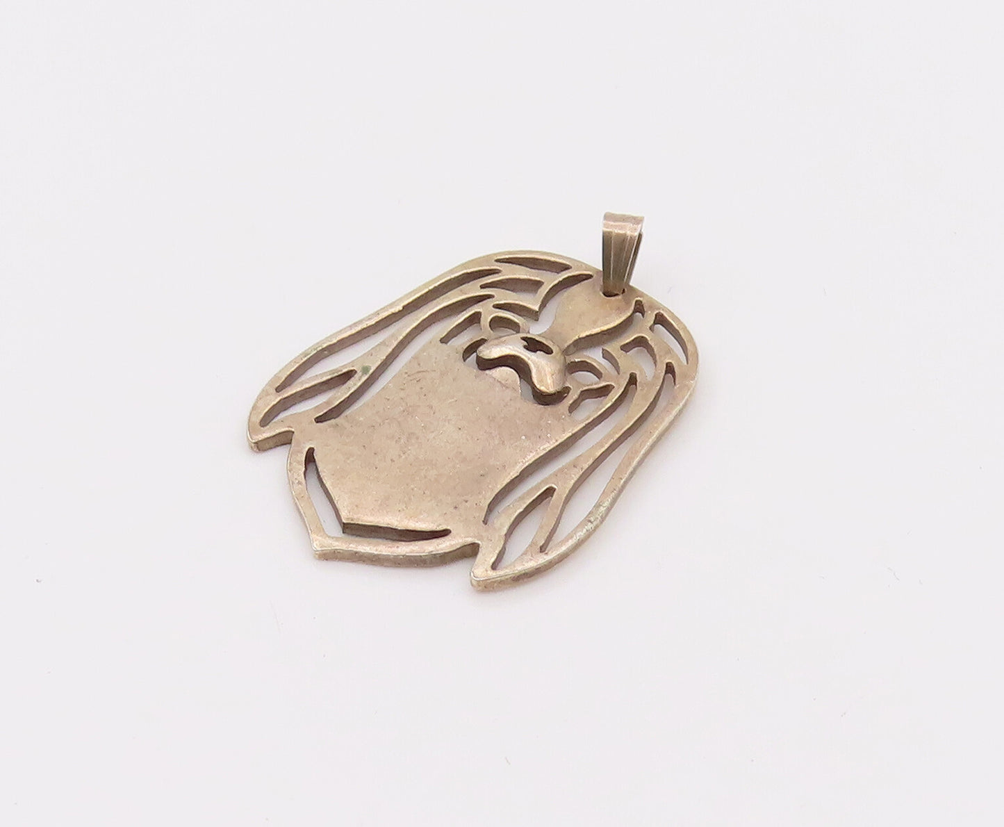 925 Sterling Silver  Vintage Happy Dog Outline Cutout Pendant  PT22180