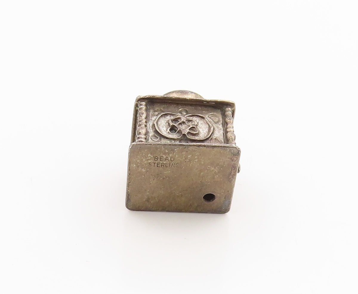 925 Sterling Silver Vintage Pendant BEAU Miniature Coffee Grinder Charm  PT26266