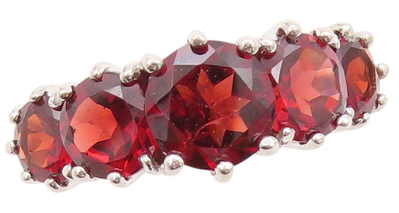 925 Sterling Silver Vintage Ring Round Cut Red Topaz Band  Sz 6  RG32982