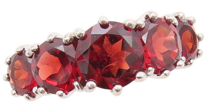 925 Sterling Silver Vintage Ring Round Cut Red Topaz Band  Sz 6  RG32982
