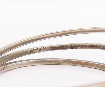 925 Sterling Silver Vintage Bracelet MEXICO Minimalist Triple Layered  BT11361
