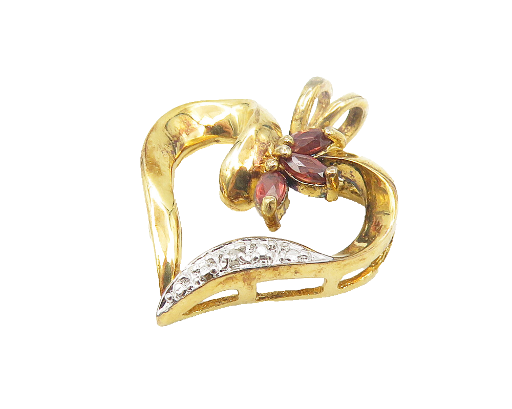 ROSS SIMON 925 Silver  Topaz & Genuine Diamond Open Love Heart Pendant  PT9221