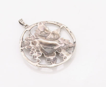925 Sterling Silver Vintage Pendant Antique Cutout Grape Cluster Plant  PT23585