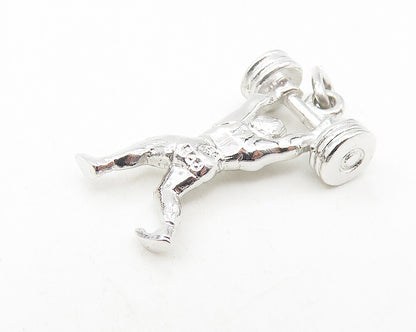 925 Sterling Silver  Vintage Petite Shiny Body Builder Motif Pendant  PT9339