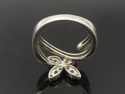 925 Sterling Silver  Vintage Topaz Floral Motif Split Band Ring Sz 7  RG24058