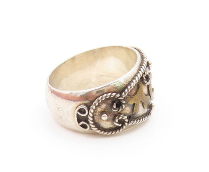 DESIGNER 925 Silver Vintage Rope Twist Swirl Detail Band Ring  Sz 7  RG13161