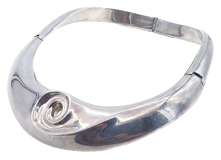 ZINA 925 Sterling Silver  Vintage Dark Tone Spiral Collar Necklace  NE1396