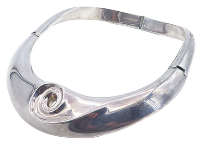 ZINA 925 Sterling Silver  Vintage Dark Tone Spiral Collar Necklace  NE1396