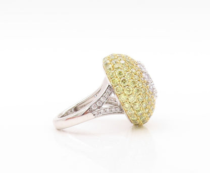 925 Sterling Silver Vintage Ring Designer Citrine & CZ Inlay Dome Sz 7.5 RG30815