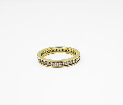 Gold Over 925 Silver  White Cubic Zirconia Eternity Band Ring Sz 6  RG2958