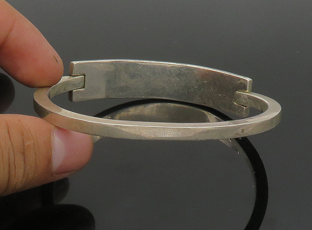 MEXICO 925 Silver  Vintage Turquoise Onyx & Sodalite Bangle Bracelet  BT9209