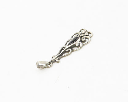 SILVER CLOUD 925 Silver  Vintage Black Onyx Shiny Swirl Pendant  PT14599