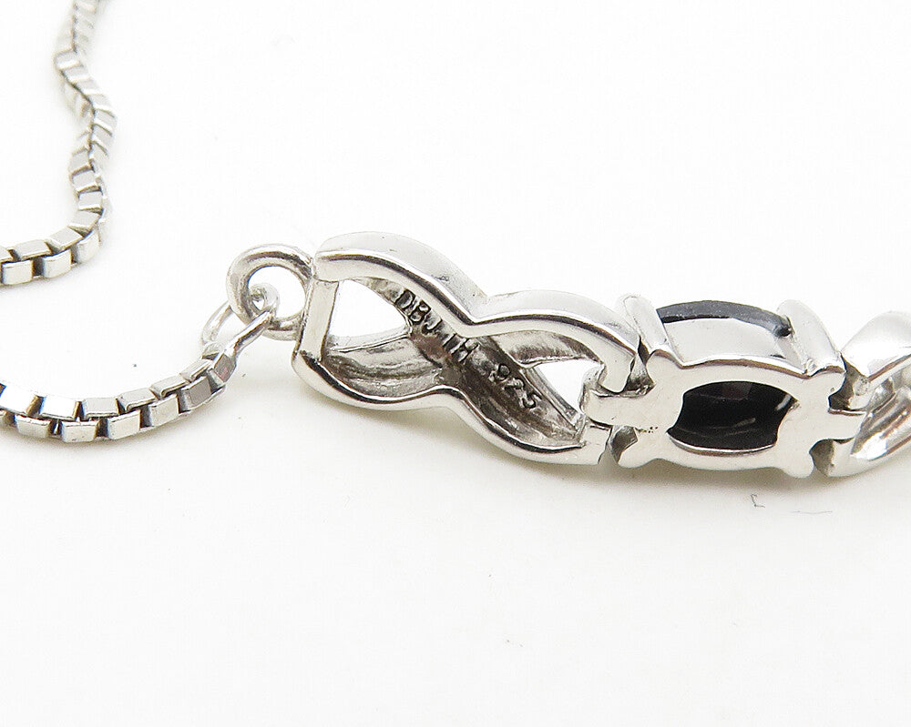 925 Silver  Vintage Sapphire Shiny XO Hugs & Kisses Chain Bracelet  BT7890