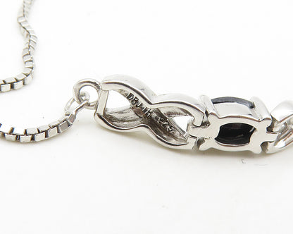925 Silver  Vintage Sapphire Shiny XO Hugs & Kisses Chain Bracelet  BT7890