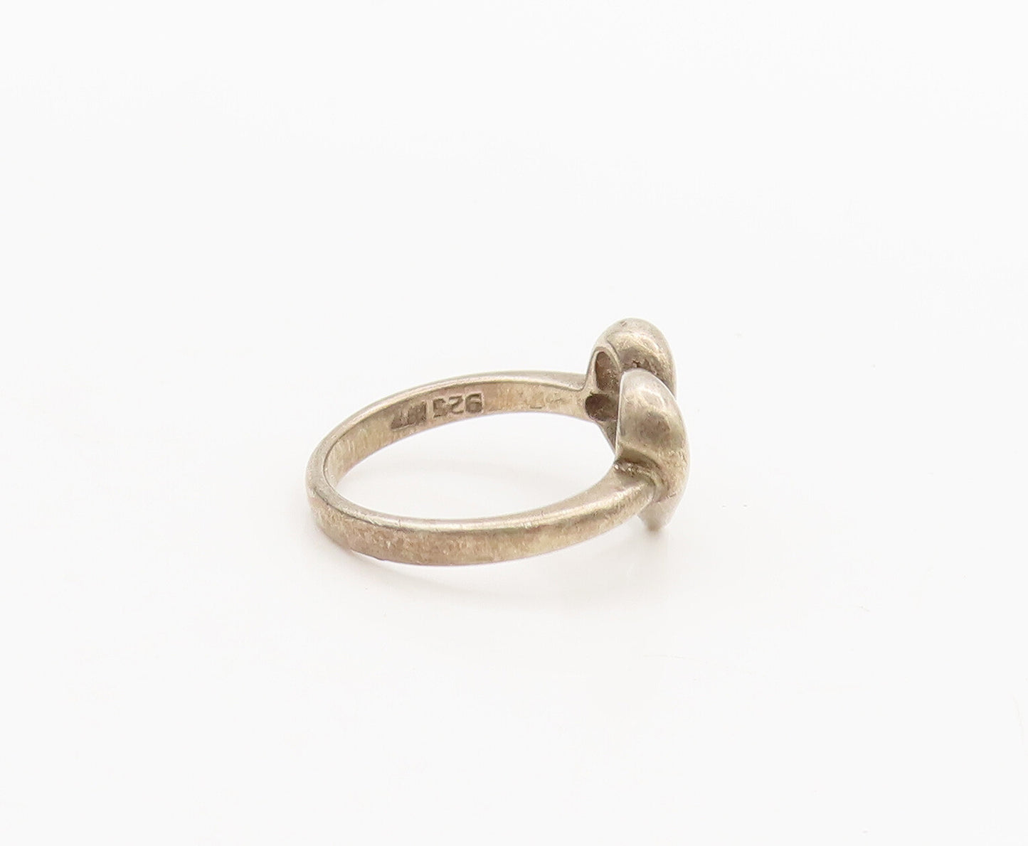 925 Sterling Silver  Vintage Cutout Caved Swirly Heart Ring Sz 5  RG27045