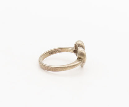 925 Sterling Silver  Vintage Cutout Caved Swirly Heart Ring Sz 5  RG27045