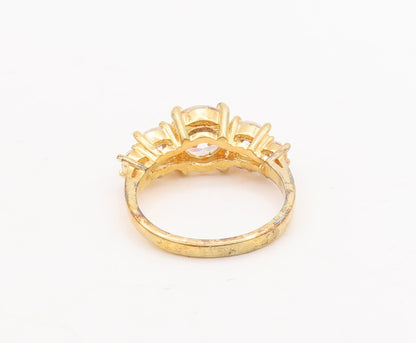 925 Sterling Silver Vintage Ring Gold Plated Multi Size Round CZ  Sz 7  RG29224