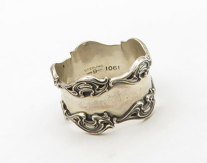 DESIGNER 925 Silver  Vintage Shiny Sculpted Border Napkin Holder  TR2268