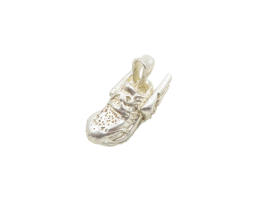 925 Sterling Silver  Vintage Shiny Winged Sneaker Shoe Pendant  PT15212