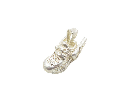 925 Sterling Silver  Vintage Shiny Winged Sneaker Shoe Pendant  PT15212