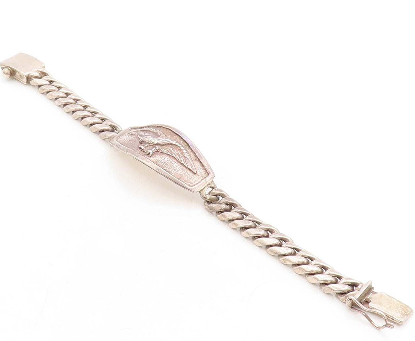 925 Sterling Silver Vintage Bracelet MEXICO Curb Linked Flying Bird  BT10957
