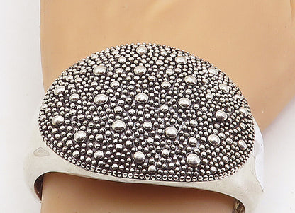 MICHAEL DAWKINS 925 Silver  Circle Patterned Large Hinge Cuff Bracelet  BT2701