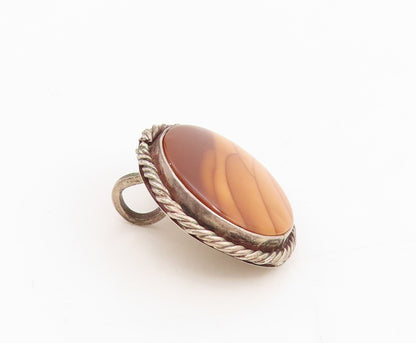 925 Sterling Silver Vintage Pendant Jasper With Twisted Rope Border  PT25528