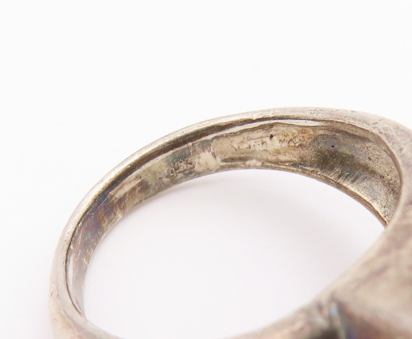 925 Sterling Silver Vintage Ring Modernist Moonstone Shield Band  Sz 6  RG36808