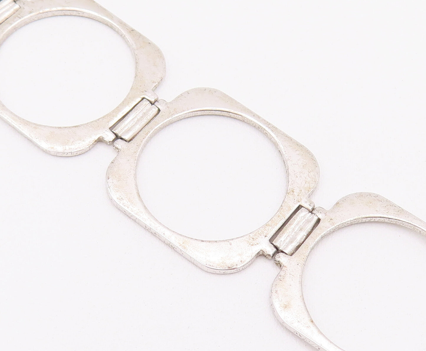 925 Sterling Silver Vintage Bracelet Cutout Circular Liked Agate Lock  BT10373