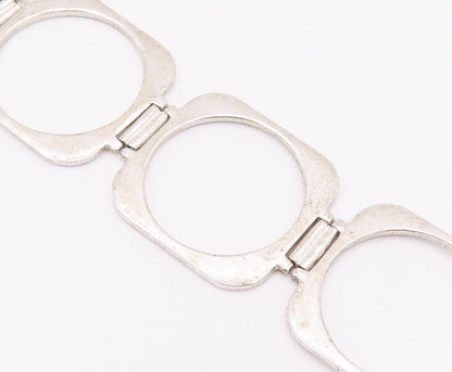 925 Sterling Silver Vintage Bracelet Cutout Circular Liked Agate Lock  BT10373