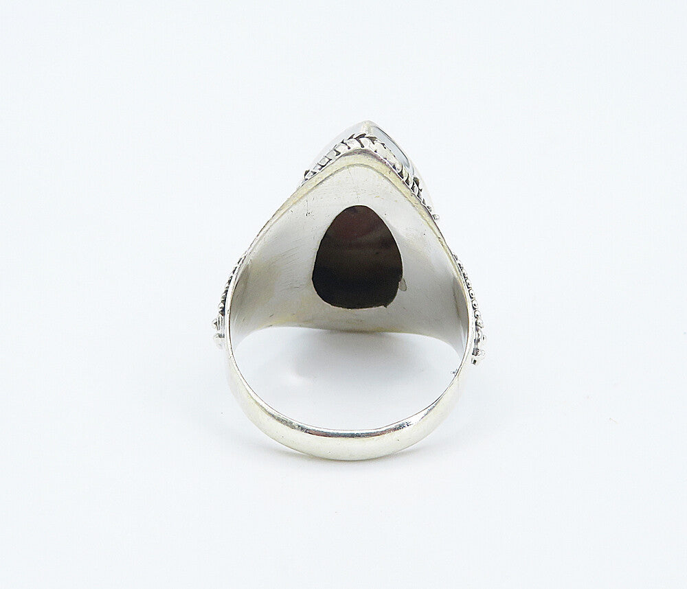 925 Sterling Silver  Tear Drop Agate Swirl Twist Cocktail Ring Sz 8  RG8322
