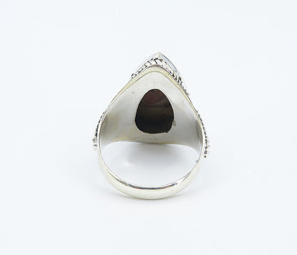 925 Sterling Silver  Tear Drop Agate Swirl Twist Cocktail Ring Sz 8  RG8322