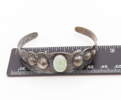 925 Sterling Silver Vintage Bracelet SOUTHWESTERN Oval Turquoise Cuff BT11791