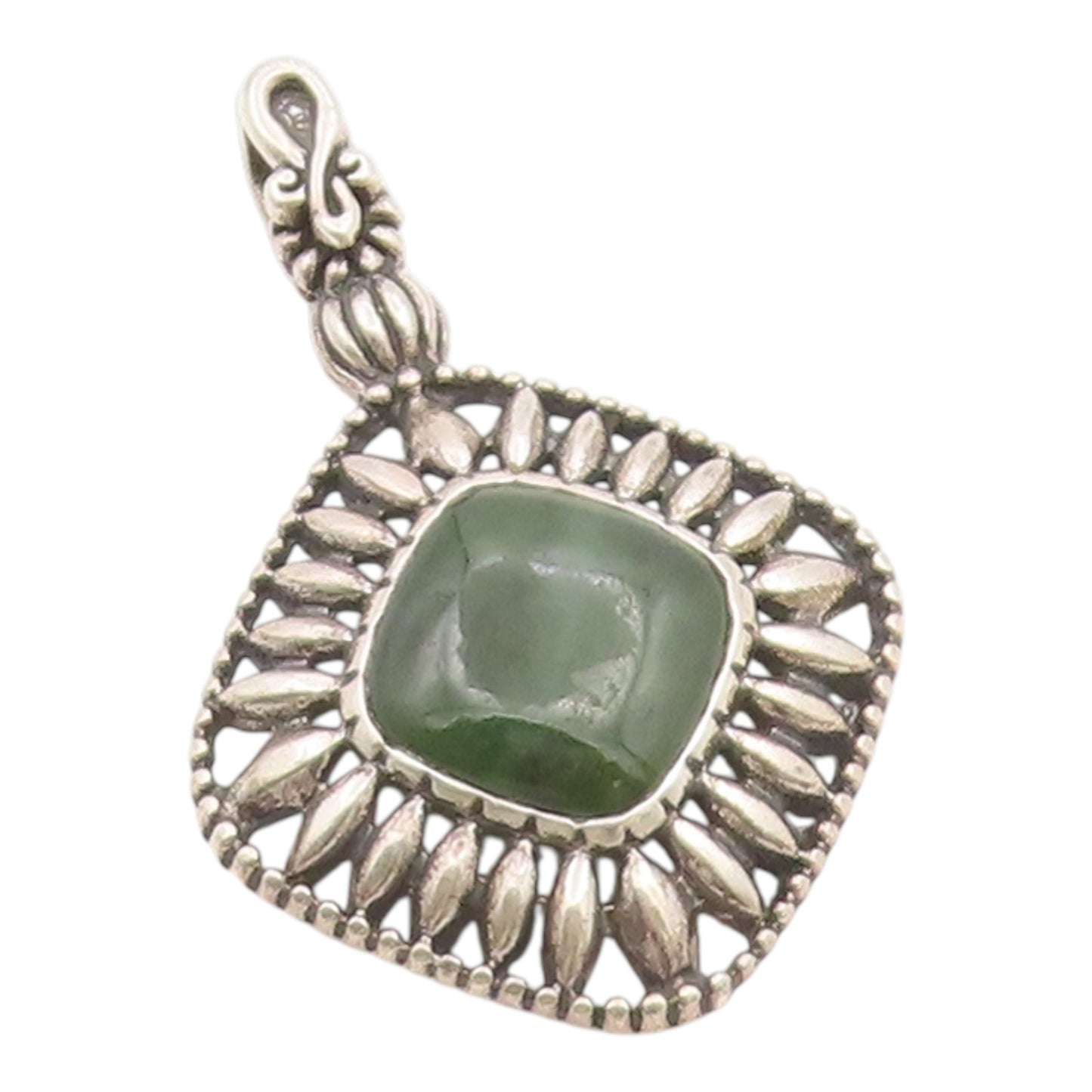 925 Sterling Silver Vintage Pendant CAROLYN POLLACK Jade Geometric Charm PT26258