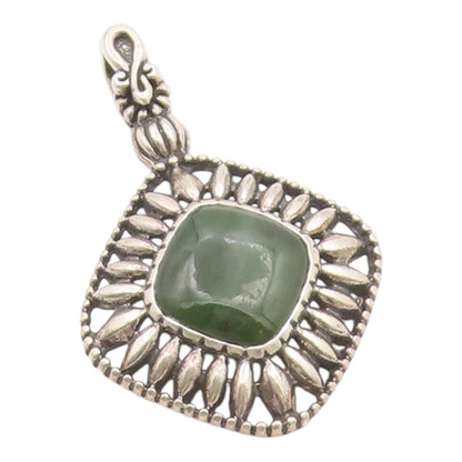 925 Sterling Silver Vintage Pendant CAROLYN POLLACK Jade Geometric Charm PT26258