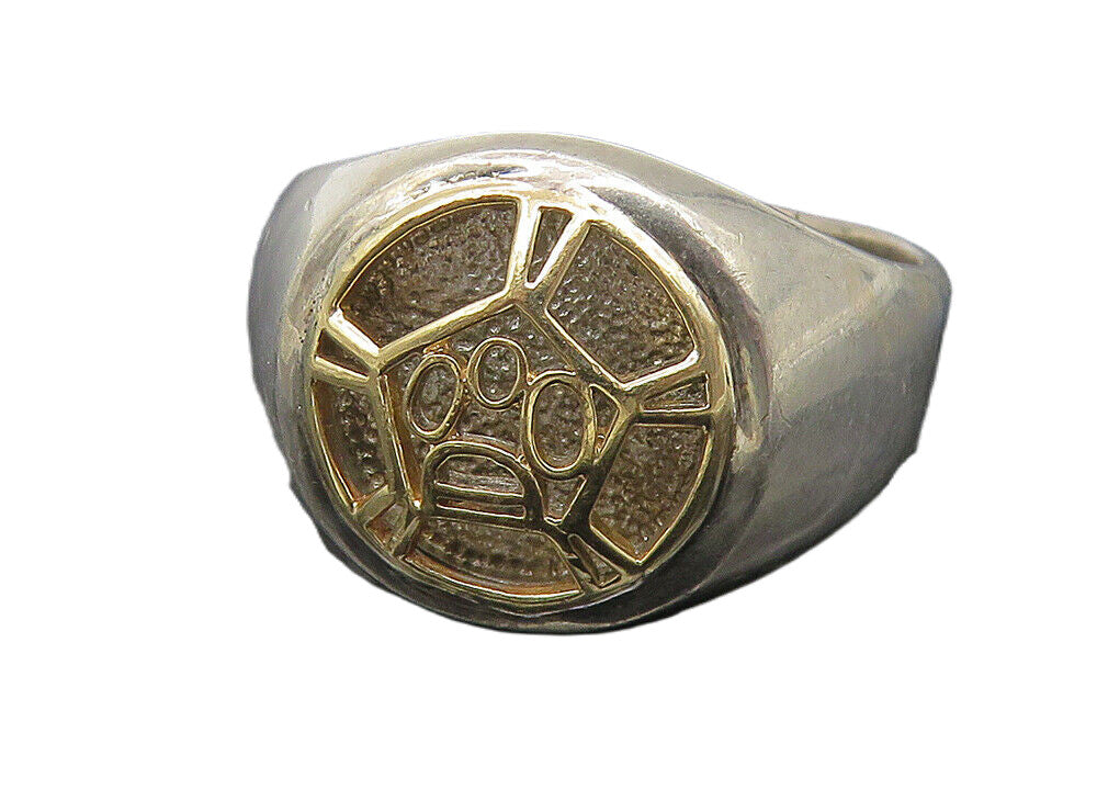 925 Sterling Silver & 14K GOLD  Shiny Two Tone Cutout Band Ring Sz 12  RG11244