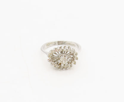 PANETTA 925 Silver  Vintage Spiked Flower White Topaz Ring Sz 6.25  RG27038