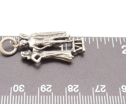 925 Sterling Silver  Vintage Ancient Rome Greek  People Pendant  PT22344