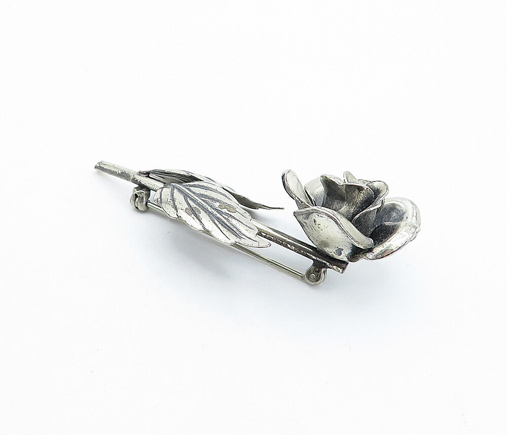 DANECRAFT 925 Sterling Silver  Vintage Sculpted Flower Brooch Pin  BP1197